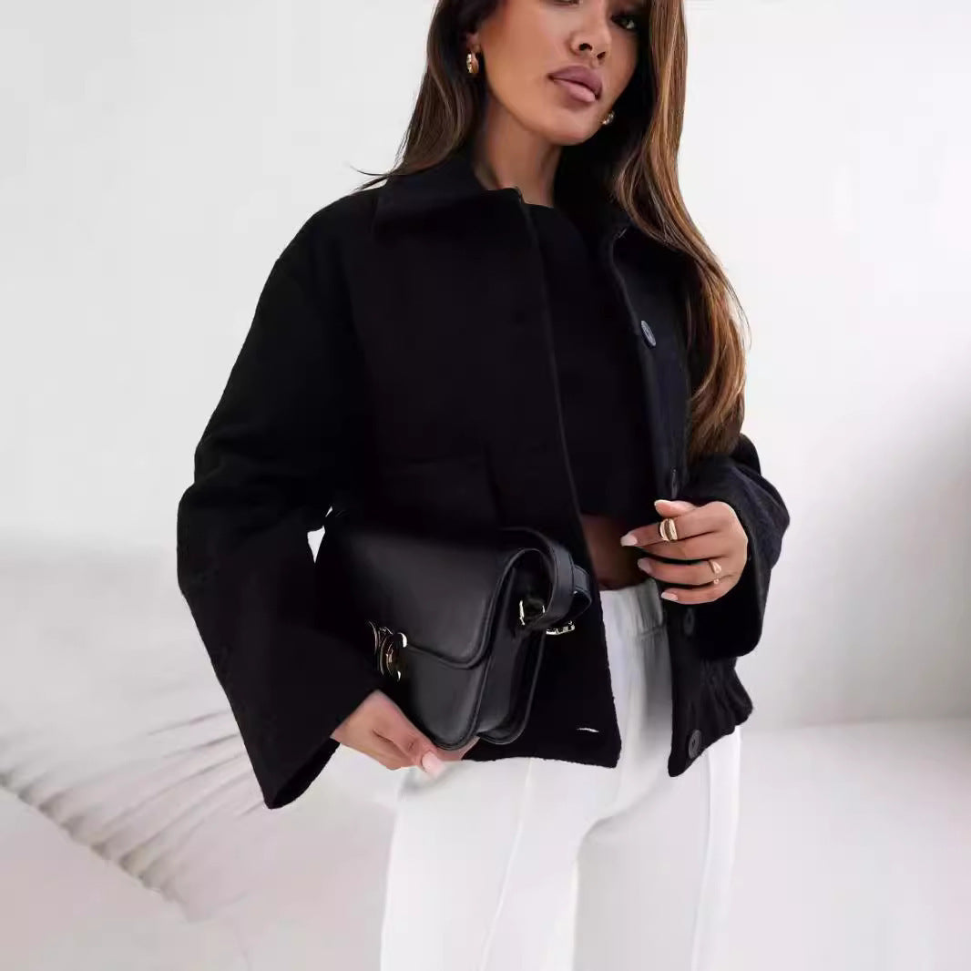 Solid Color Woolen Jacket