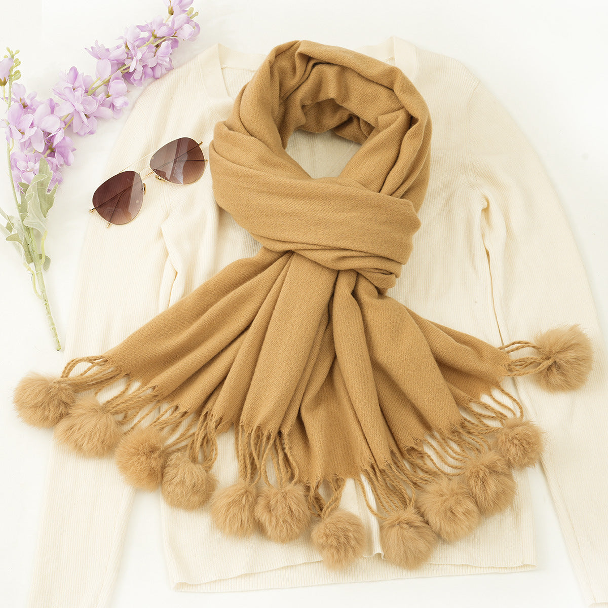 Pompoms Fall Fashion Scarf