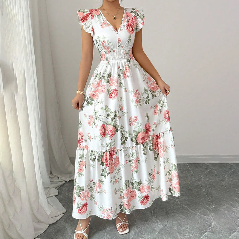 Flutter Short Sleeves Maxi Dress