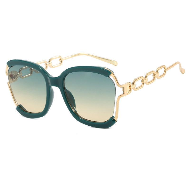 Big Square Rim Chain Sunglasses - JEXIE