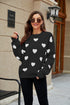 Loose Knit Heart Pattern Sweater - JEXIE