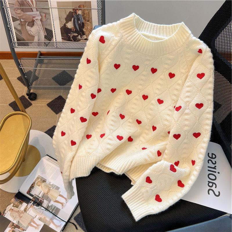 Heart Prints Knit Sweater