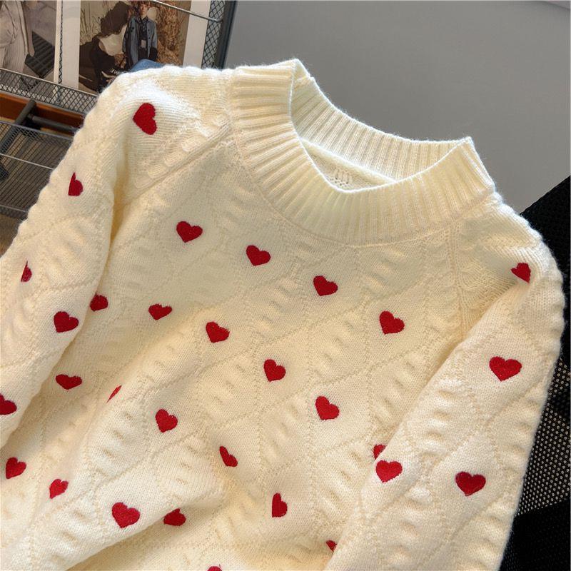 Heart Prints Knit Sweater