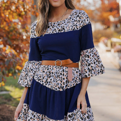 Color Block Cheetah Pattern Dress