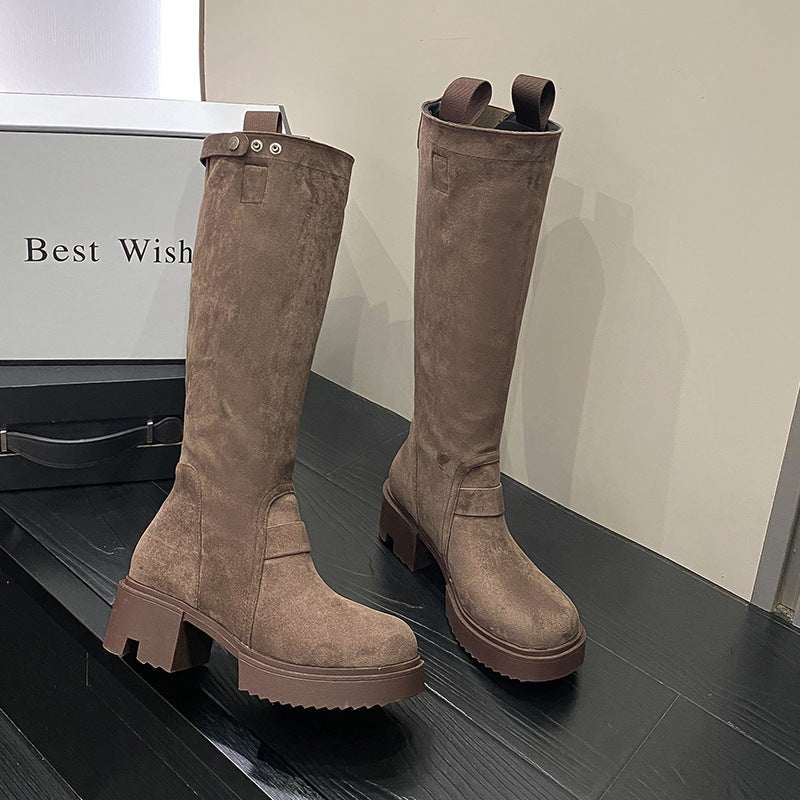Chunky Heel Platform Long Boots
