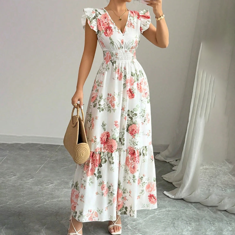 Flutter Short Sleeves Maxi Dress – JEXIE Flutter Short Sleeves Maxi Dress – JEXIE