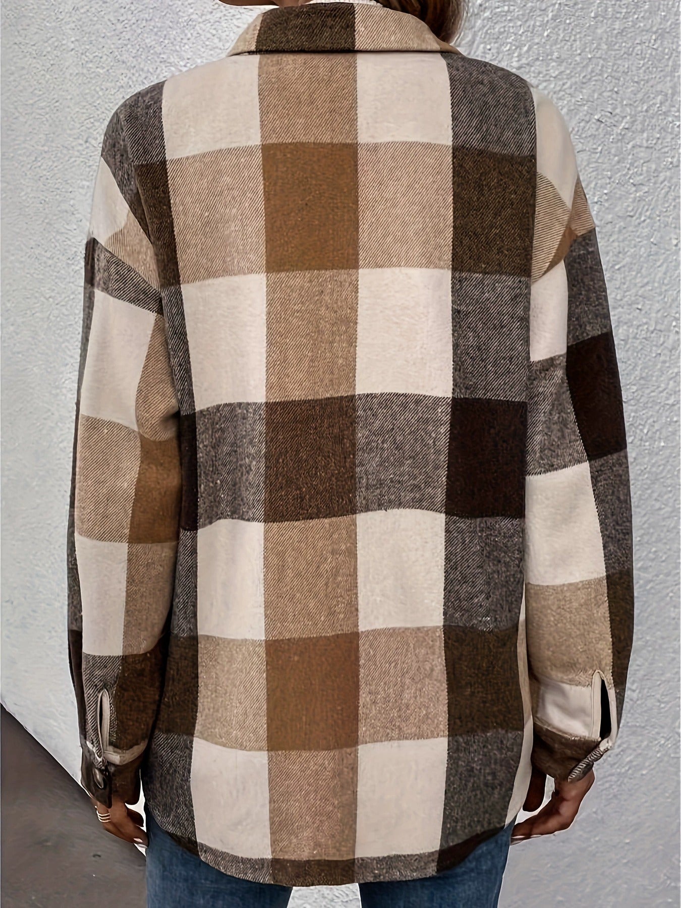 Brushed Plaid Lapel Shirt