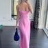Backless Pink Satin Long Dress - JEXIE
