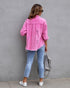Pocketed Ripped Shirt Jacket - JEXIE