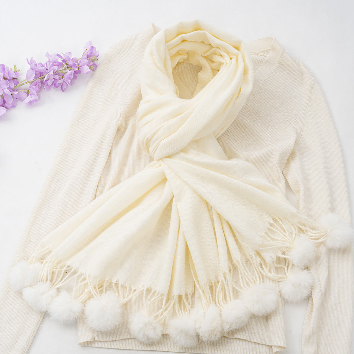 Pompoms Fall Fashion Scarf
