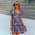 Flowers Loose Short Chiffon Dress