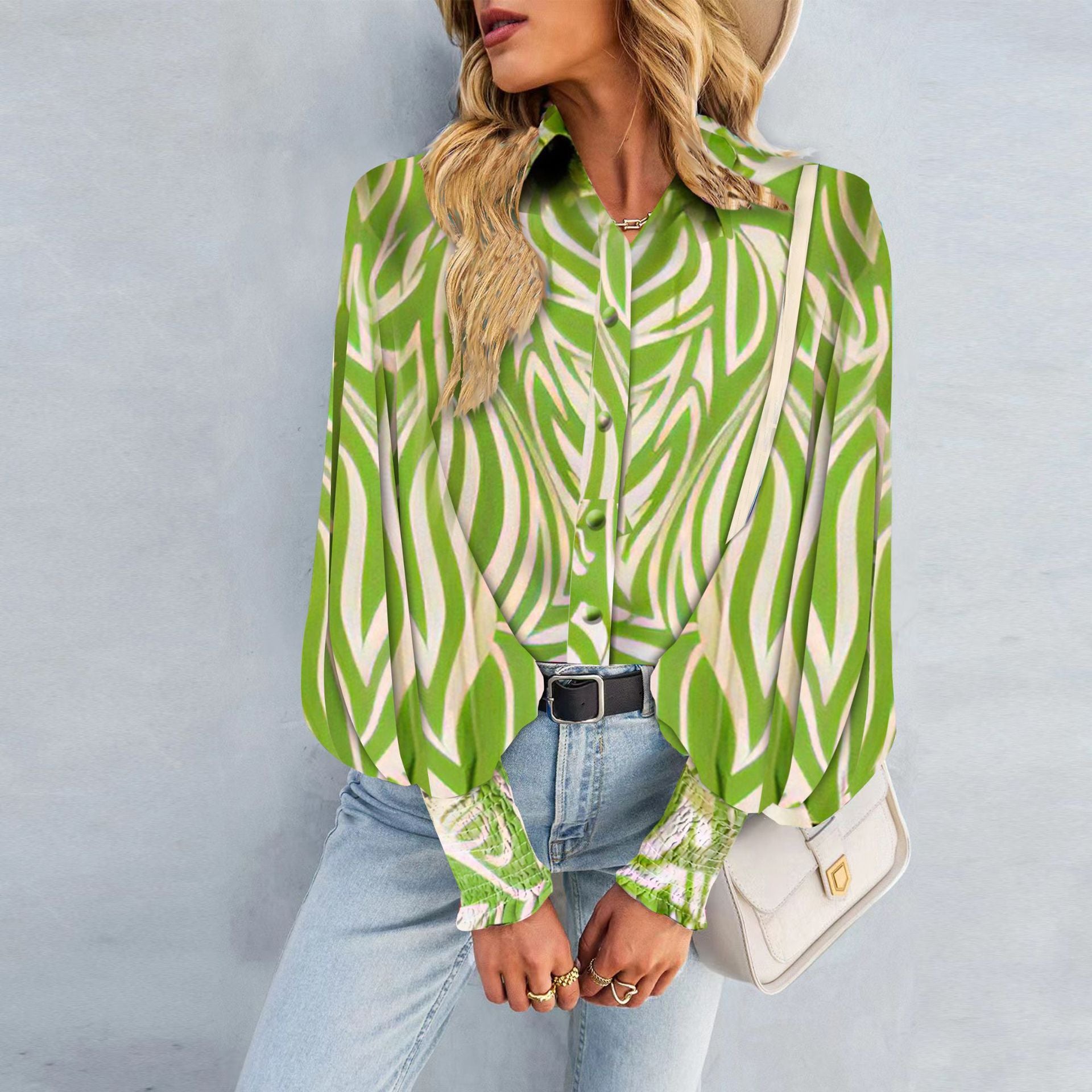 Colorful Prints Lantern Sleeve Shirt