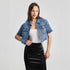 Front Pockets Crop Denim Jacket