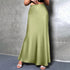 High Waist Flared Satin Long Skirt - JEXIE