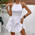 Hollow Lace Neck Tie Dress - JEXIE