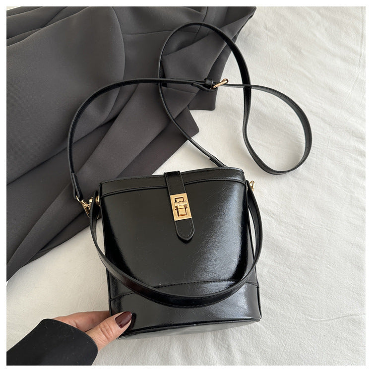 Small Leather Bucket Crossbody Bag - JEXIE