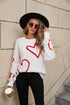 Big Peach Heart Contrast Color Sweater