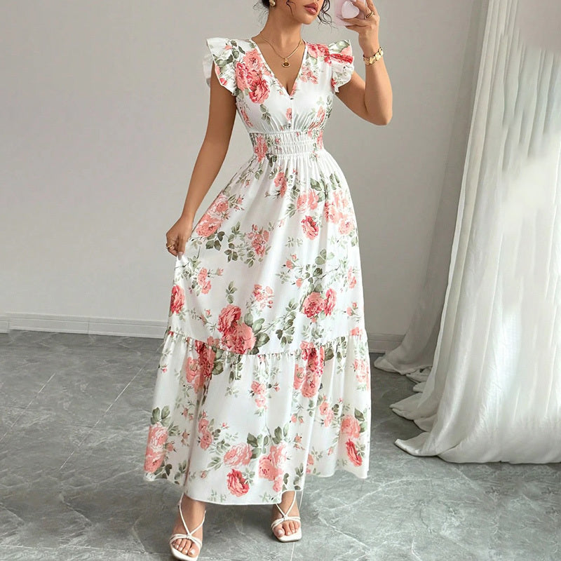 Flutter Short Sleeves Maxi Dress