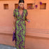 Green Purple Contrast Floral Dress