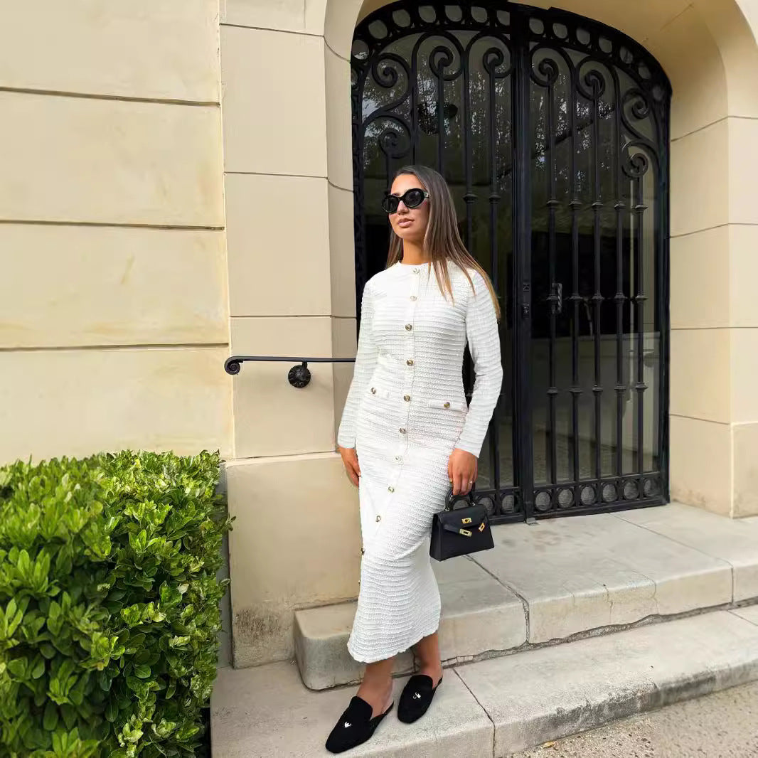 Retro Knitted Long Sleeves Dress