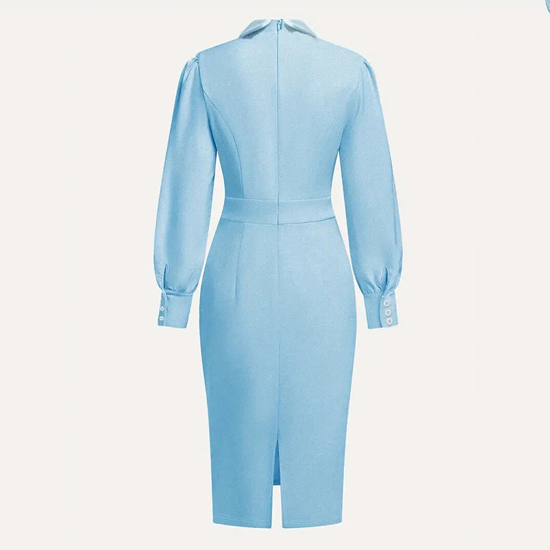 Stand Collar Bow Detail Dress