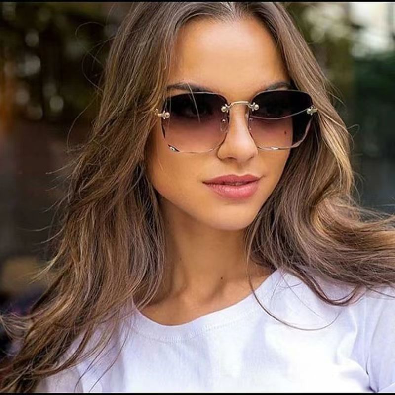 Squared Rimless Fashion Sunglasses - JEXIE