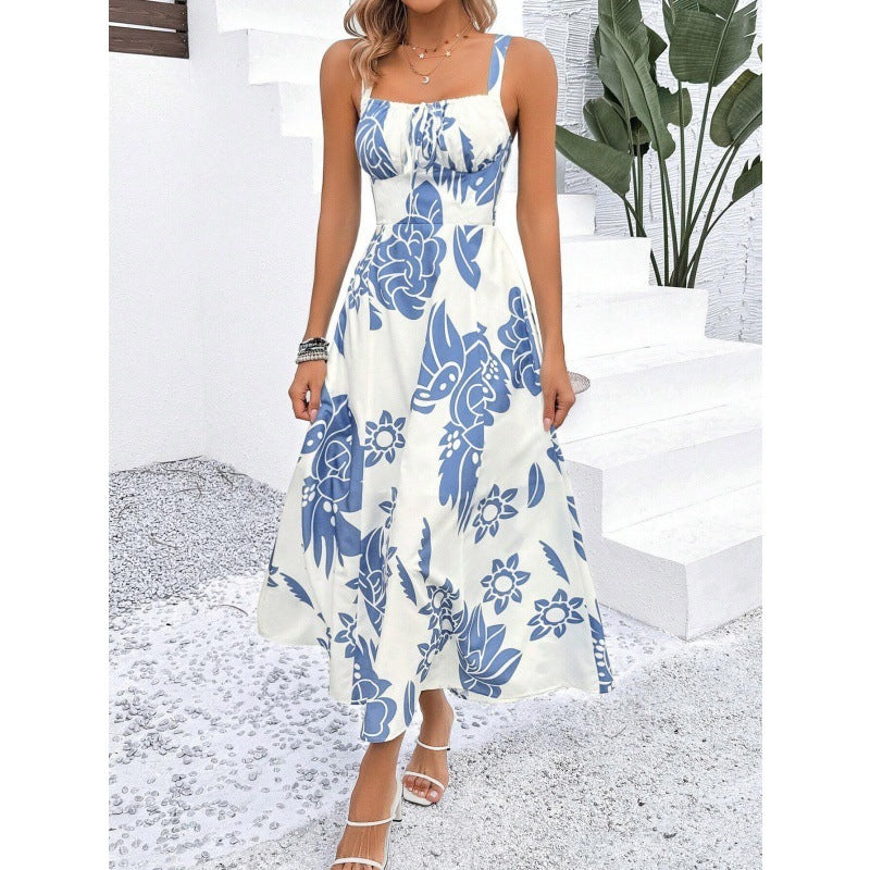 white pattern dress Color Floral Pattern White Dress – JEXIE