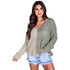 Contrast Color V-neck Loose Pullover