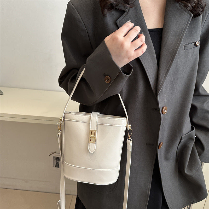 Small Leather Bucket Crossbody Bag - JEXIE