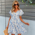 Flowers Loose Short Chiffon Dress