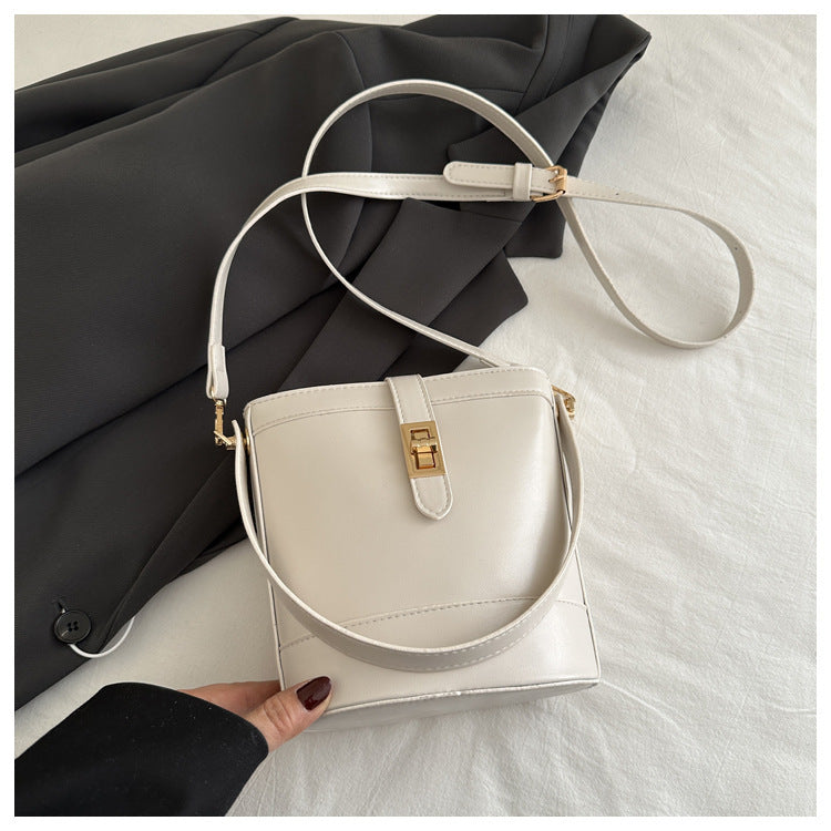 Small Leather Bucket Crossbody Bag - JEXIE