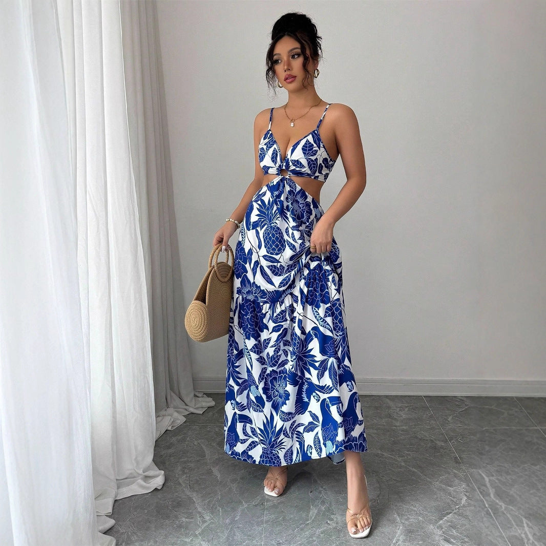 Sapphire Blue Tropical Elegant Dress