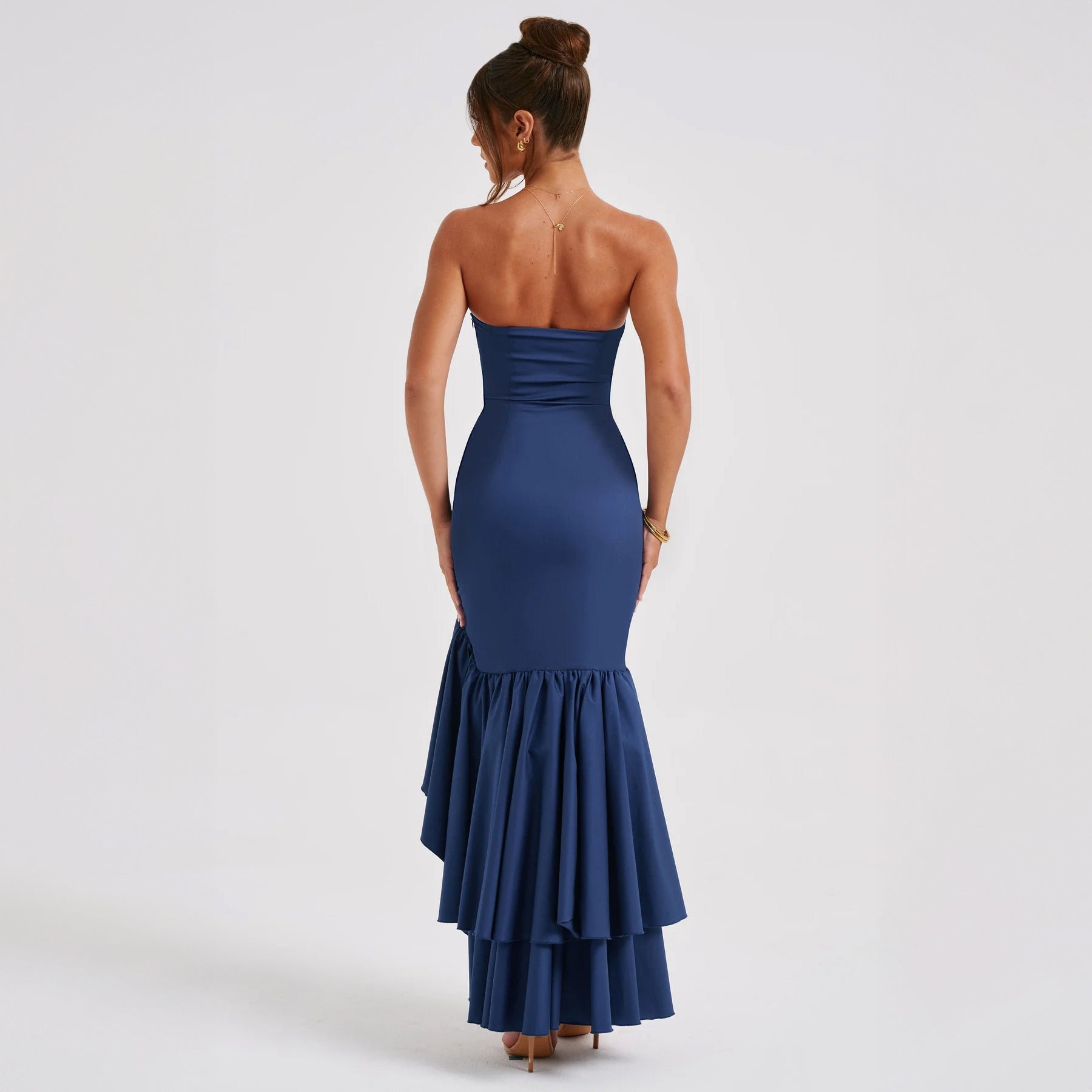 Off-Shoulder Tube Flounced Dress