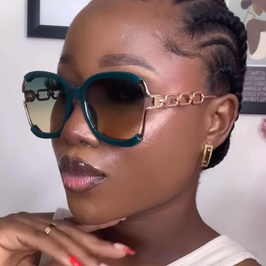 Big Square Rim Chain Sunglasses - JEXIE