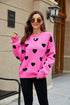 Loose Knit Heart Pattern Sweater - JEXIE