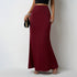 High Waist Flared Satin Long Skirt - JEXIE
