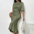 Mock Neck Satin Dress - JEXIE