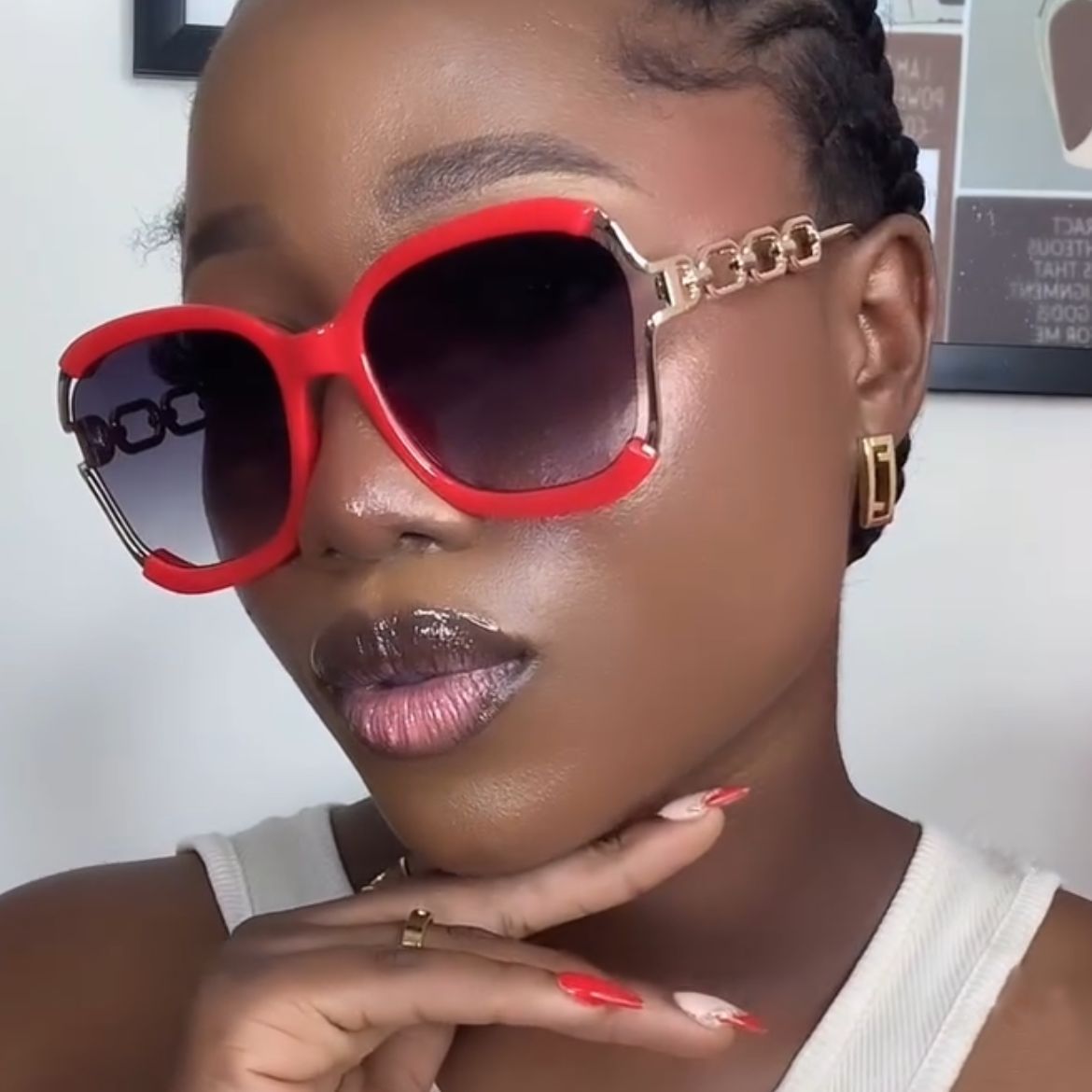 Big Square Rim Chain Sunglasses - JEXIE