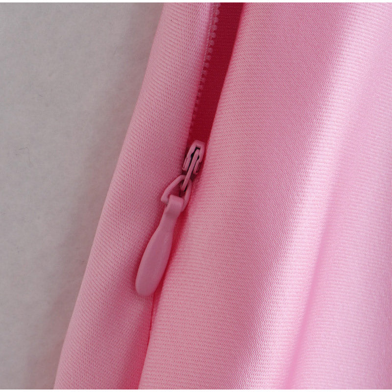 Backless Pink Satin Long Dress - JEXIE