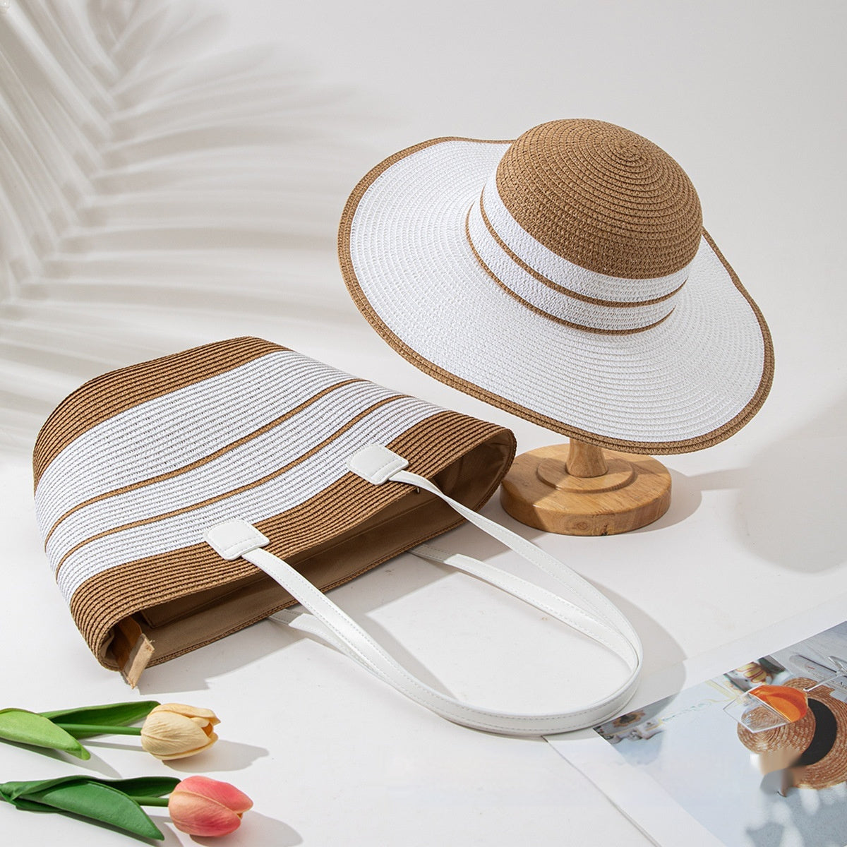 Straw Hat and Bag Two-pieces Set
