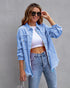 Pocketed Ripped Shirt Jacket - JEXIE
