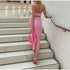 Backless Pink Satin Long Dress - JEXIE