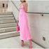 Backless Pink Satin Long Dress - JEXIE
