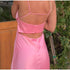 Backless Pink Satin Long Dress - JEXIE