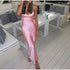 Backless Pink Satin Long Dress - JEXIE