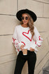 Big Peach Heart Contrast Color Sweater