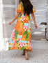 Colorful Patchwork V-neck Dress