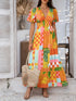 Colorful Patchwork V-neck Dress