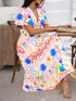 Colorful Patchwork V-neck Dress