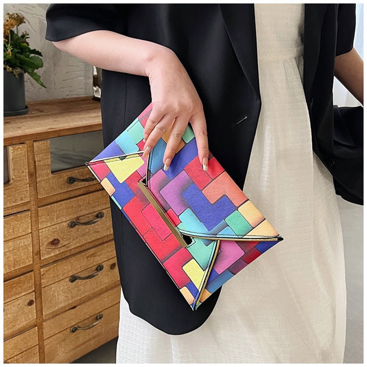 Colorful Plaid Envelope Shape Bag